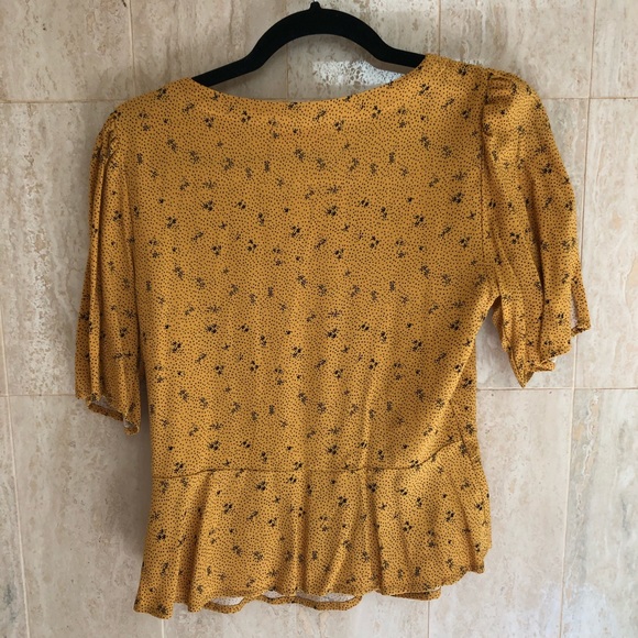 Urban Outfitters Floral Button-Front Plunge Blouse (Medium) - Picture 3 of 5